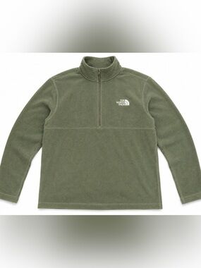The‎ North Face Mens Olive Green Quarter-Zip Fleece Pullover Sweater Large